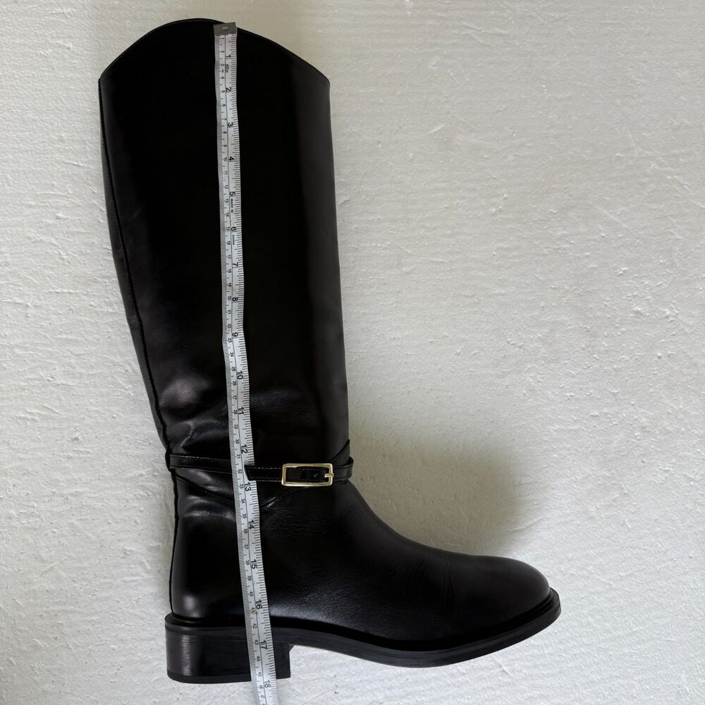 Mango MNG Women's Riding Style Black Leather Buckles Boots Size EU 40 US 9-9.5 - Picture 13 of 14